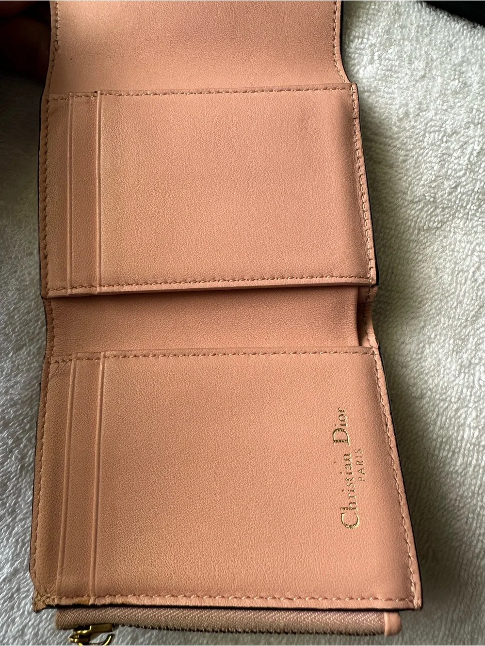 Christian Dior Saddle Compact Wallet Pink Leather